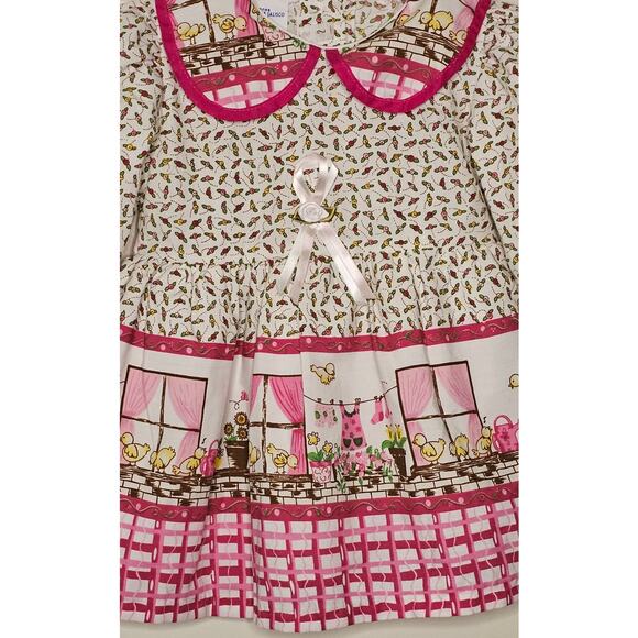 Creaciones La Estrella De Jalisco Dress Size 2 12-18 Mon Yellow Birds & Floral - Picture 2 of 5